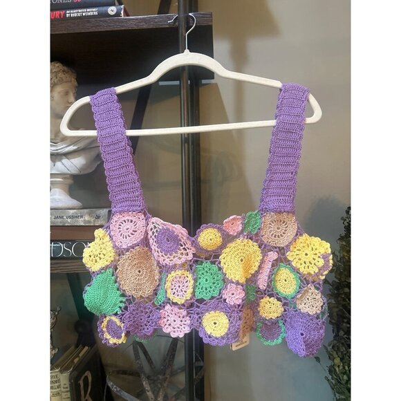 Agua Bendita Tanit Crochet Crop Top Multicolor Womens Size Large - Picture 5 of 9